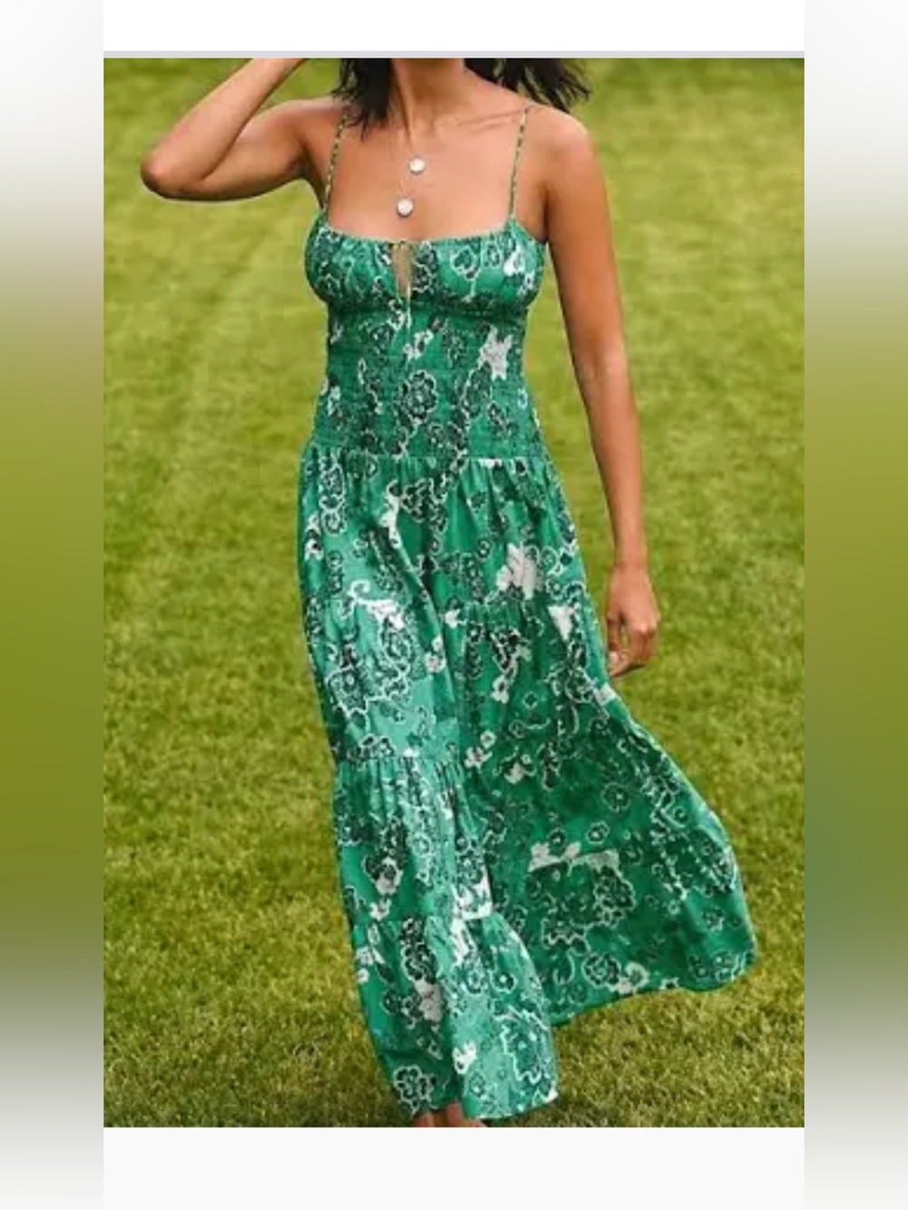 by Anthropologie Smocked Drop -Waist Tiered Cotton Dress